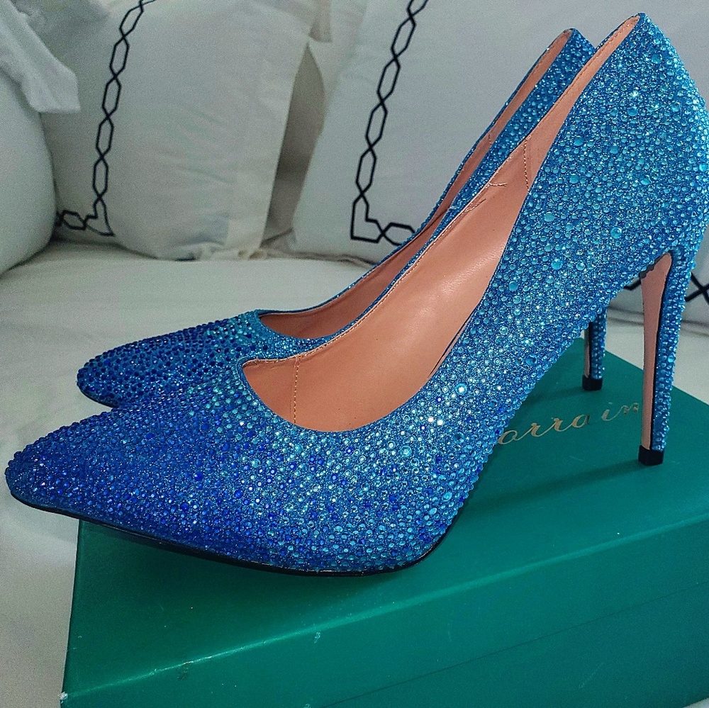 Ombre Crystal Blue Aqua Stilettos